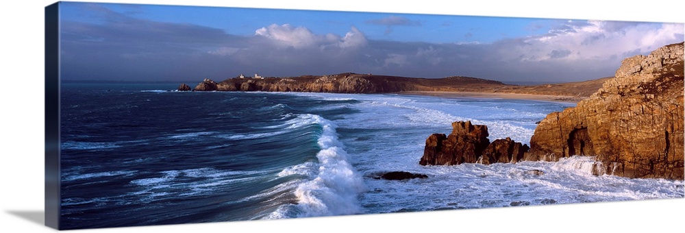 Surf on the beach, Crozon Peninsula, Finistere, Brittany, France