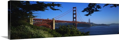 Suspension bridge across a bay, Golden Gate Bridge, San Francisco, California