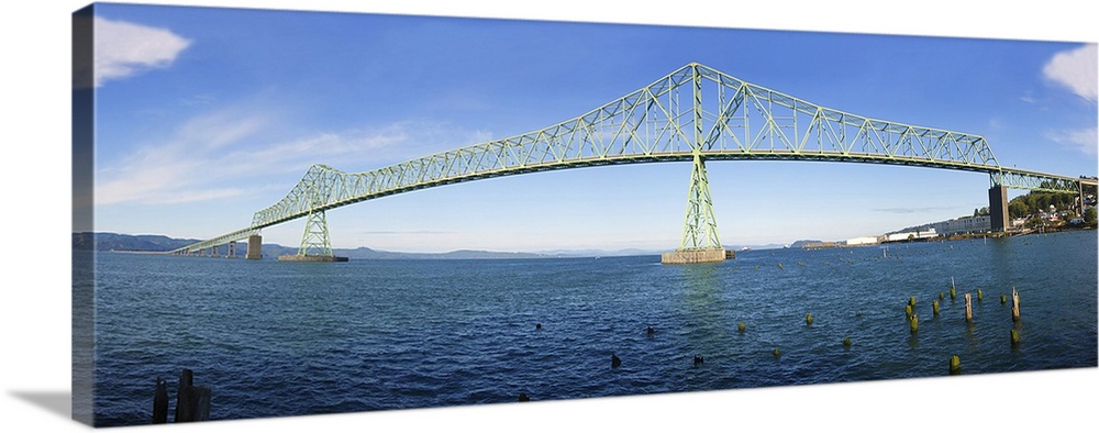 Suspension bridge across a river, Astoria Washington Bridge, Columbia River, Oregon, Washington State