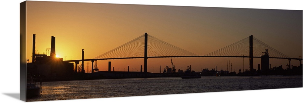 Suspension bridge across the river, Talmadge Bridge, Savannah River, Savannah, Chatham County, Georgia,