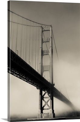 Suspension bridge covered with fog, Golden Gate Bridge