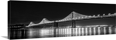 Suspension Bridge Over Pacific Ocean Lit Up At Night, San Francisco, California, USA