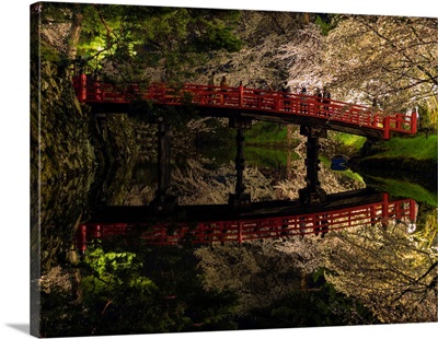 Takaoka-bashi Bridge in a park, Hirosaki Park, Hirosaki, Aomori Prefecture, Japan