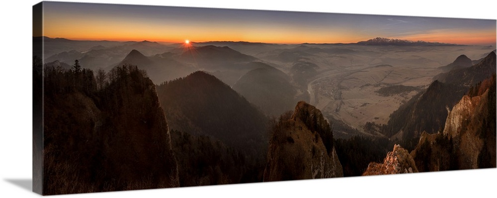 Tatra mountains from Pieniny mountains at sunrise, Poland.