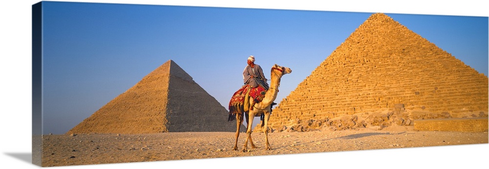 The Great Pyramids With Camel Rider Giza Egypt