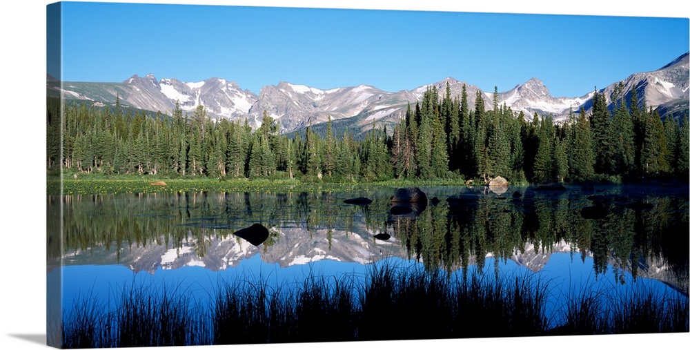 The Indian Peaks reflected in Red Rock Lake Boulder Colorado  USA