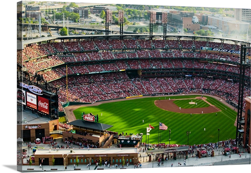 An elevated view of the third Busch Stadium, St. Louis, Missouri, where the Pittsburgh Pirates beat the 2006 World Series ...