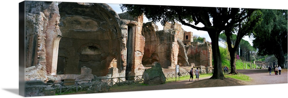 Tourists at a villa, Hadrian's Villa, Tivoli, Lazio, Italy