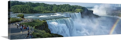 Tourists at a waterfall, Niagara Falls, Niagara River, Niagara County, New York State