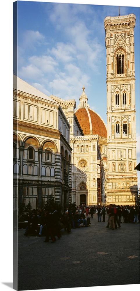 Tourists at Campanile tower and Duomo Santa Maria Del Fiore, Piazza del Duomo, Florence, Tuscany, Italy
