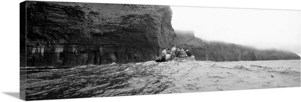 Tourists on a boat, Cliffs Of Moher, The Burren, County Clare, Republic Of Ireland