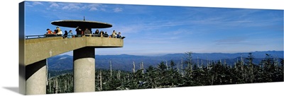 Tourists on an observation tower, Clingmans Dome, Great Smoky Mountains National Park, Tennessee,