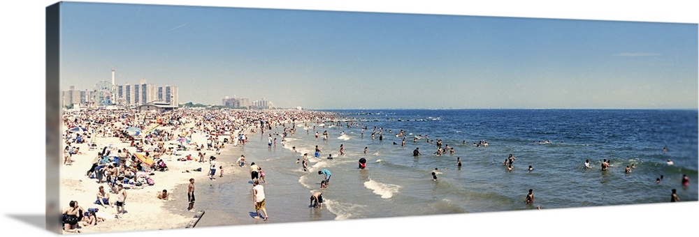 Tourists on the beach, Coney Island, Brooklyn, New York City, New York State