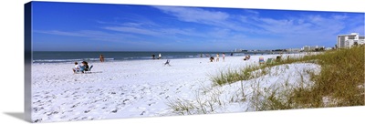 Tourists on the beach, Crescent Beach, Gulf Of Mexico, Siesta Key, Florida