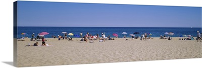 Tourists on the beach, East Hampton, Long Island, New York State