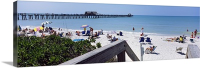 Tourists on the beach, Naples Beach, Gulf of Mexico, Naples, Florida