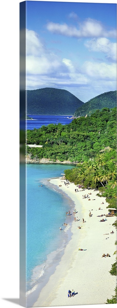 Tourists on the beach, Trunk Bay, Saint John, United States Virgin Islands, USA