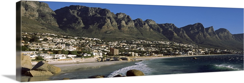 Town at the coast with a mountain range in the background, Twelve Apostle, Camps Bay, Cape Town, Western Cape Province, Re...