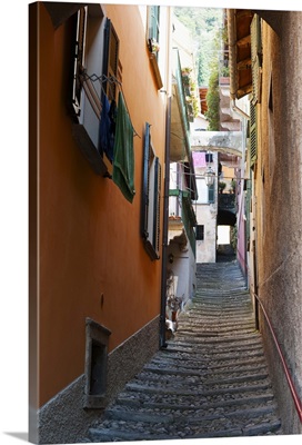 Town steep street, Varenna, Como, Lombardy, Italy