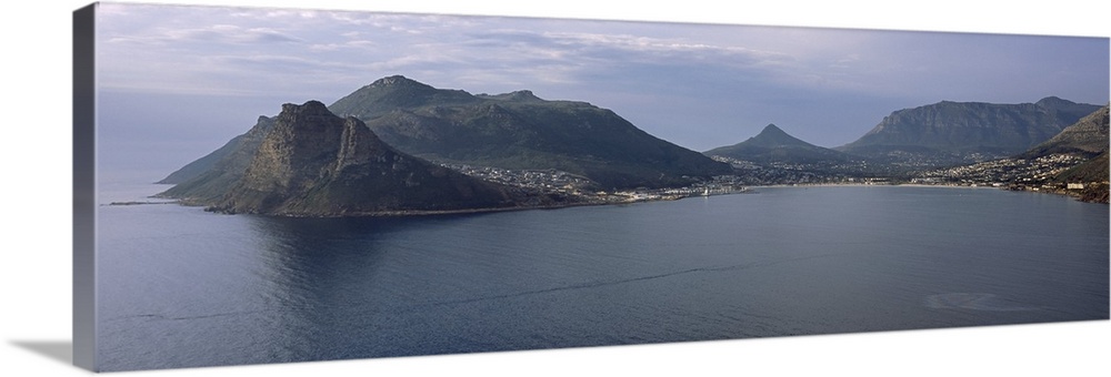 Town surrounded by mountains, Hout Bay, Cape Town, Western Cape Province, Republic of South Africa