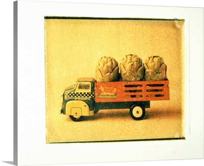 Toy truck carrying artichokes