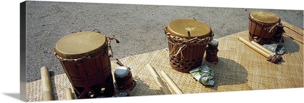 Traditional drums used for Hula performance, 48th Annual Hawaiian Cultural Festival, Puuhonua o Honaunau National Historic...