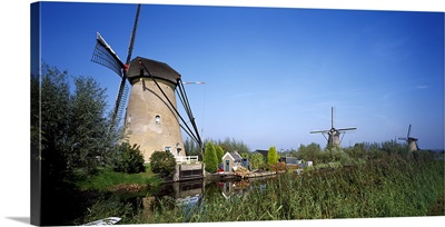 Traditional windmills in a field, Netherlands