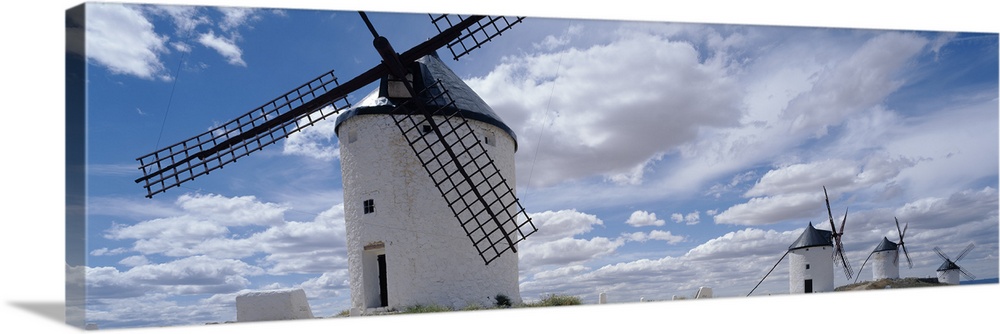 Traditional windmills in a row, Consuegra, Toledo Province, Castilla La Mancha, Spain