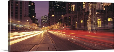 Traffic on the road at dusk Michigan Avenue Chicago Cook County Illinois