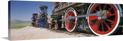 Train engine on a railroad track, Golden Spike National Historic Site, Utah