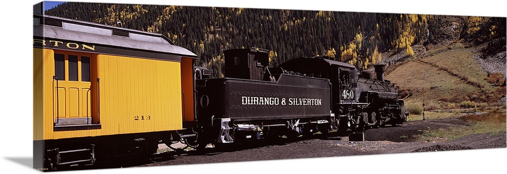 Train on a railroad track, Durango And Silverton Narrow Gauge Railroad, Silverton, San Juan County, Colorado, USA