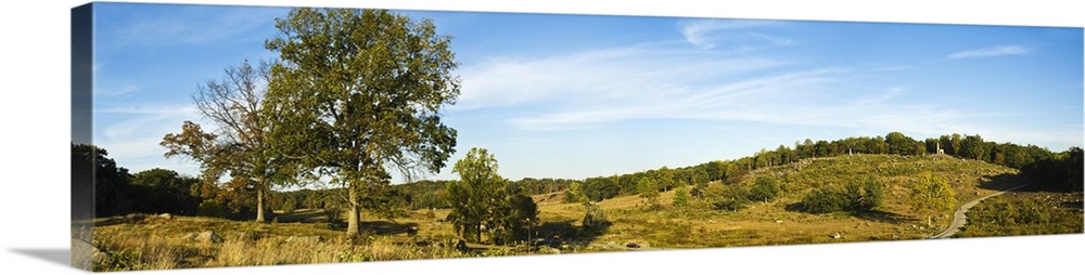 Trees on hills Little Round Top Gettysburg Adams County Pennsylvania