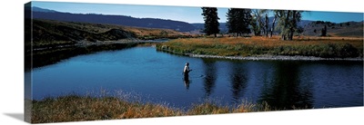 Trout fisherman Slough Creek Yellowstone National Park WY