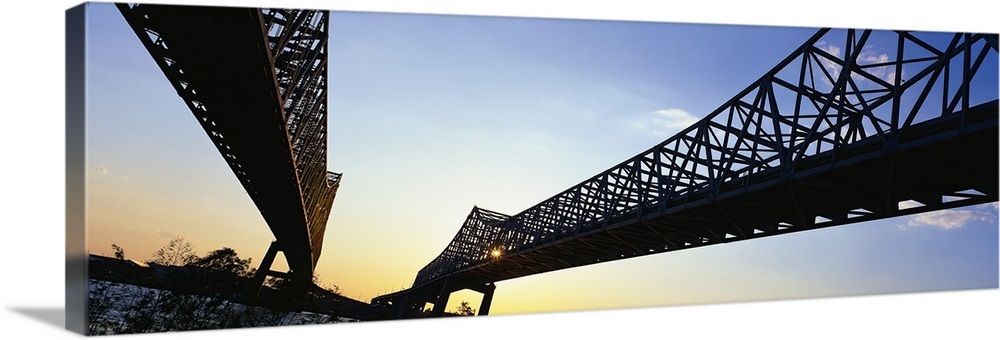 Twin Bridges Mississippi River New Orleans LA Wall Art, Canvas Prints ...