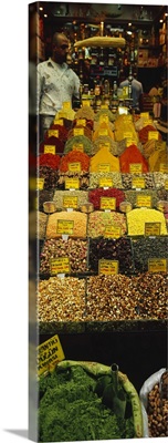 Two vendors standing in a spice store, Istanbul, Turkey