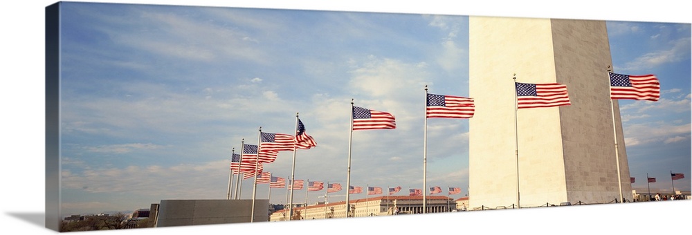 United States Flags at the base of Washington Memorial in Washington D.C.