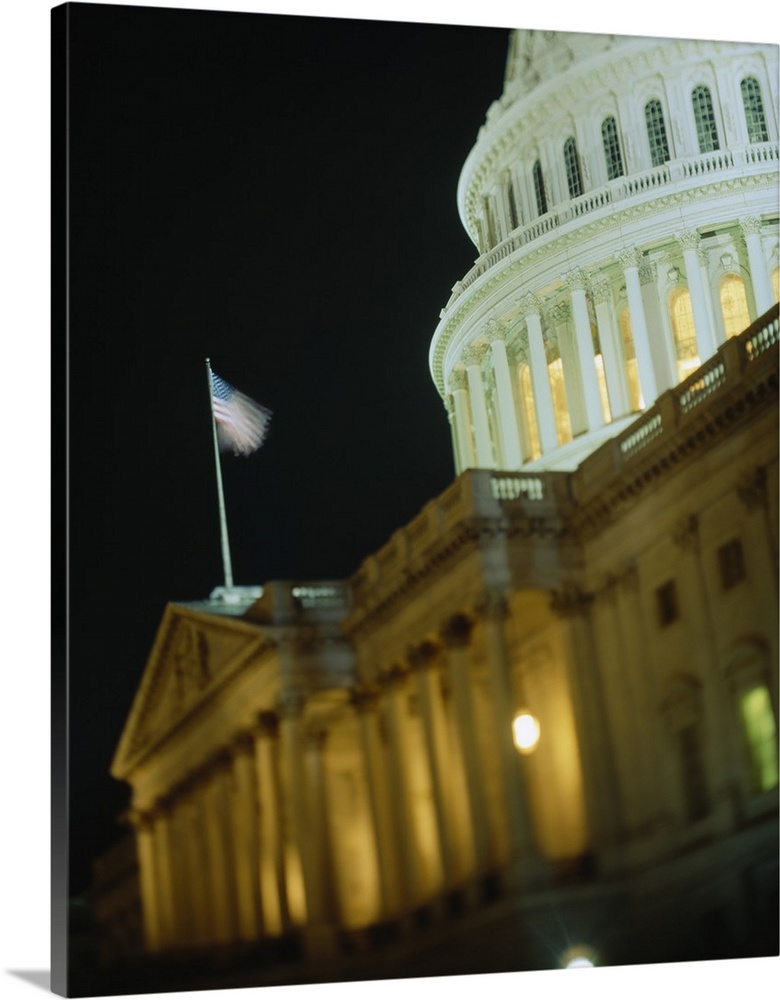 US Capitol Building illuminated at night, Washington DC
