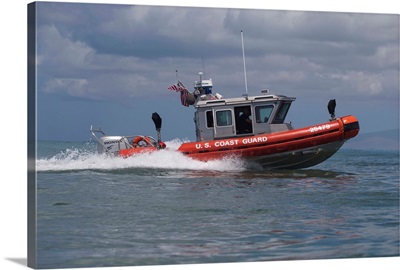 US Coast Guard boat patrol in Pacific Ocean, Hawaii