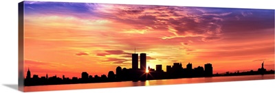 US, New York City, skyline, sunrise