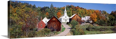 Vermont, Waits River, Village in autumn