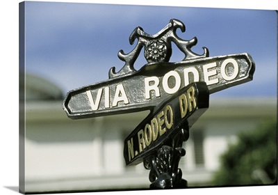 Via Rodeo and "N. Rodeo Dr." Street Signs Los Angeles CA