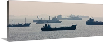 View of boats at Singapore Shipping Docks