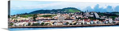 View of cityscape on an island, Madalena, Pico Island, Azores, Portugal