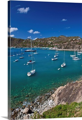View of sailboats in sea, Saint Barthelemy