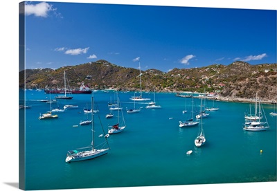 View of sailboats in sea, Saint Barthelemy