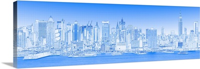 View of skylines in a city, Manhattan, New York City, New York State
