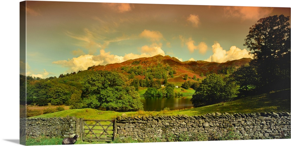 View of small lake, loughrigg tarn, lake district, cumbria, england.