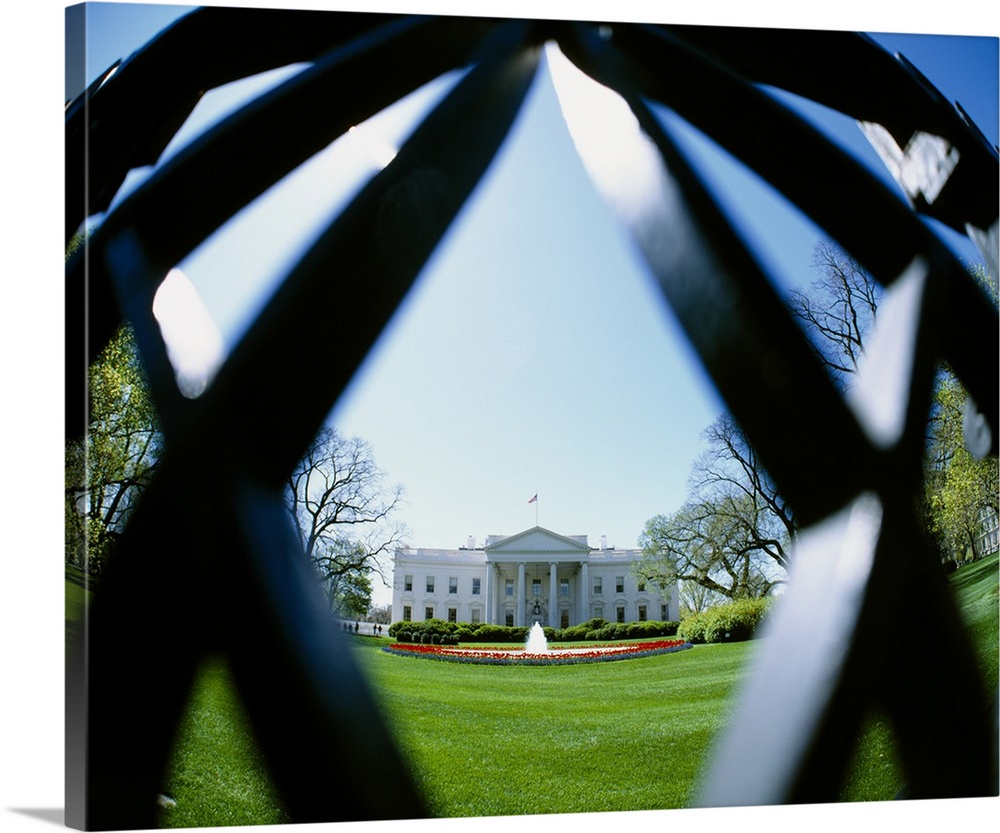 View of the White House through a diamond shape in the fence, Washington DC