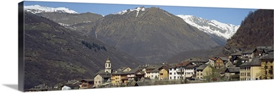 Village in a valley, Blenio Valley, Ticino, Switzerland
