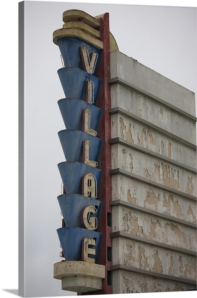 USA, California, San Diego area, Coronado, Art deco marquee of the Village Theater